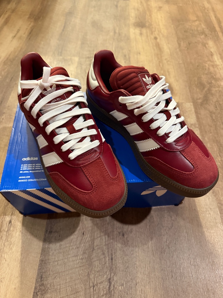 Brand New Adidas Mens Samba Xlg Sneakers  BurgundyWhite Retails For 109